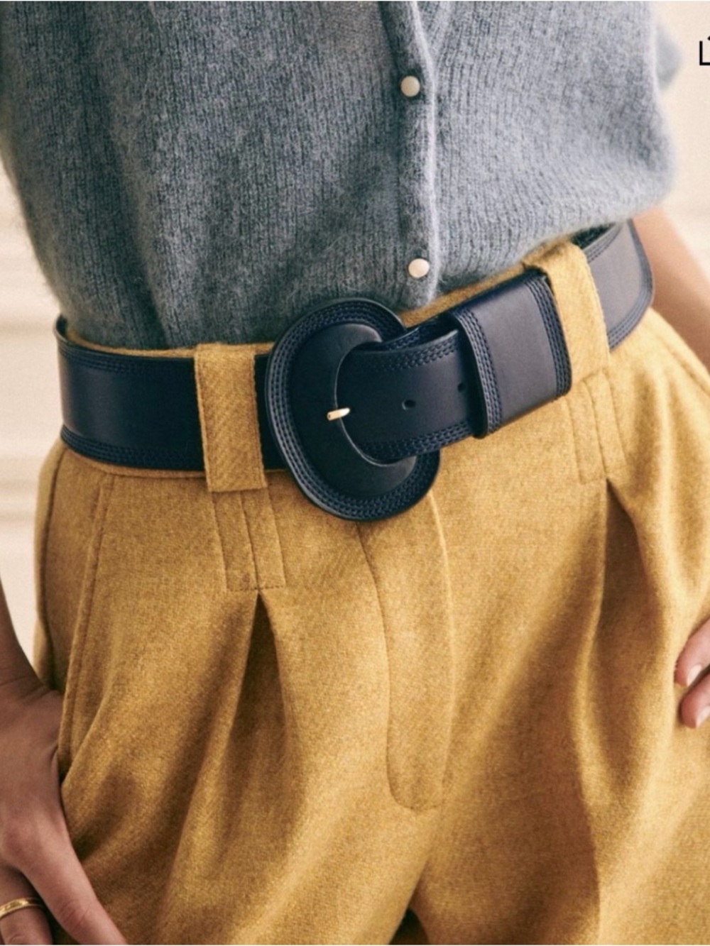 Sezane navy leather belt